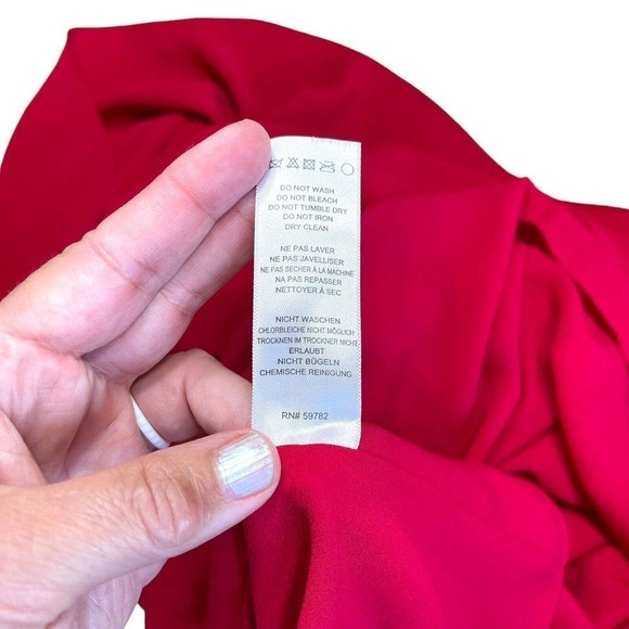 Adrianna Papell Asymmetrical Front Drape Crepe Shift Dress Size 8 Red EUC - Picture 11 of 11